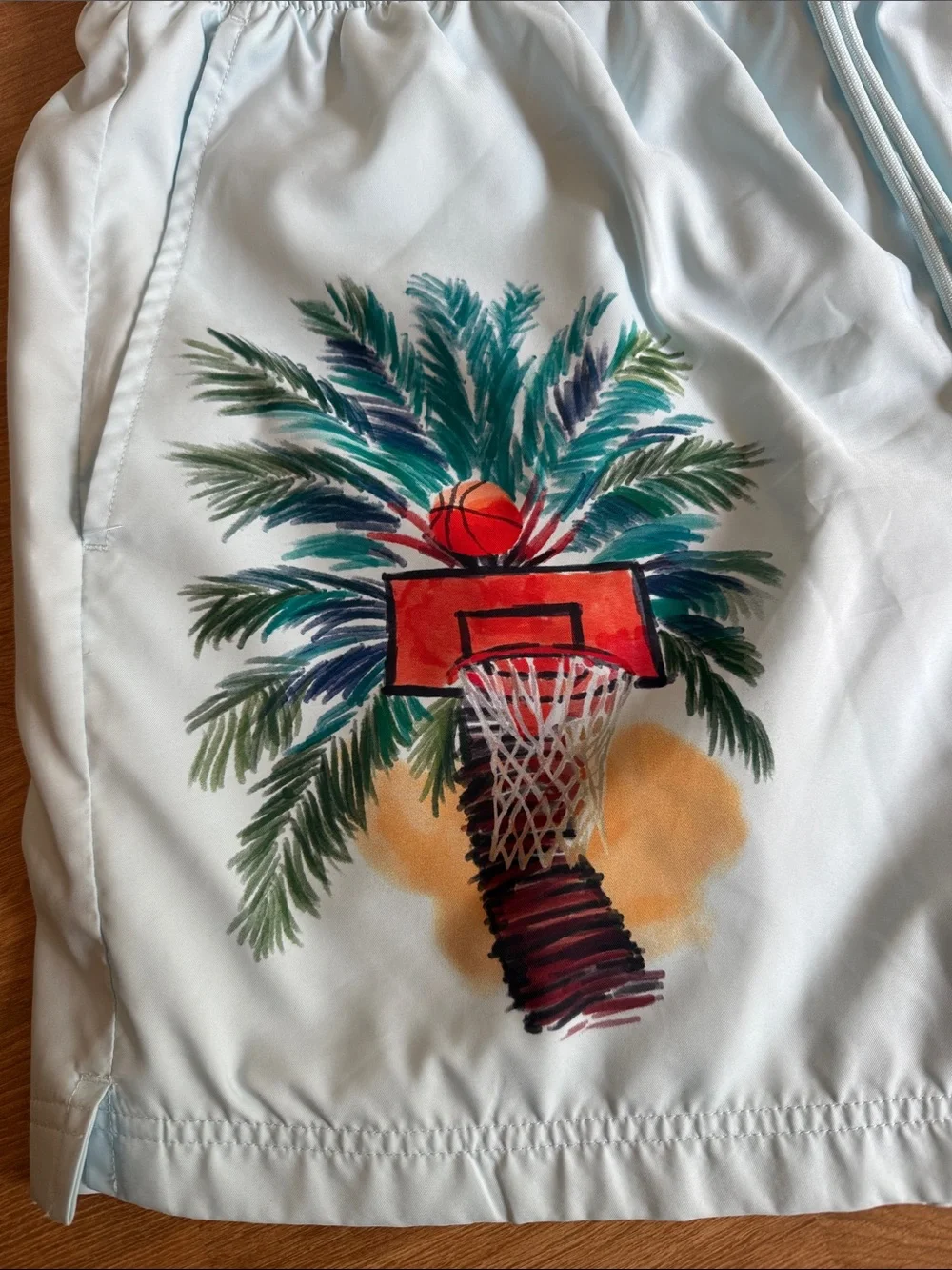 Jordan Essentials Glacier Blue Woven Lined Palm Tree Basketball Shorts Men’s XL